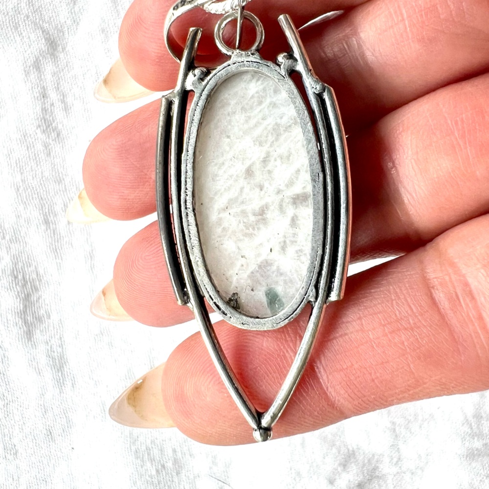 925 Modern Simplistic Rainbow Flash Moonstone Pen… - image 5